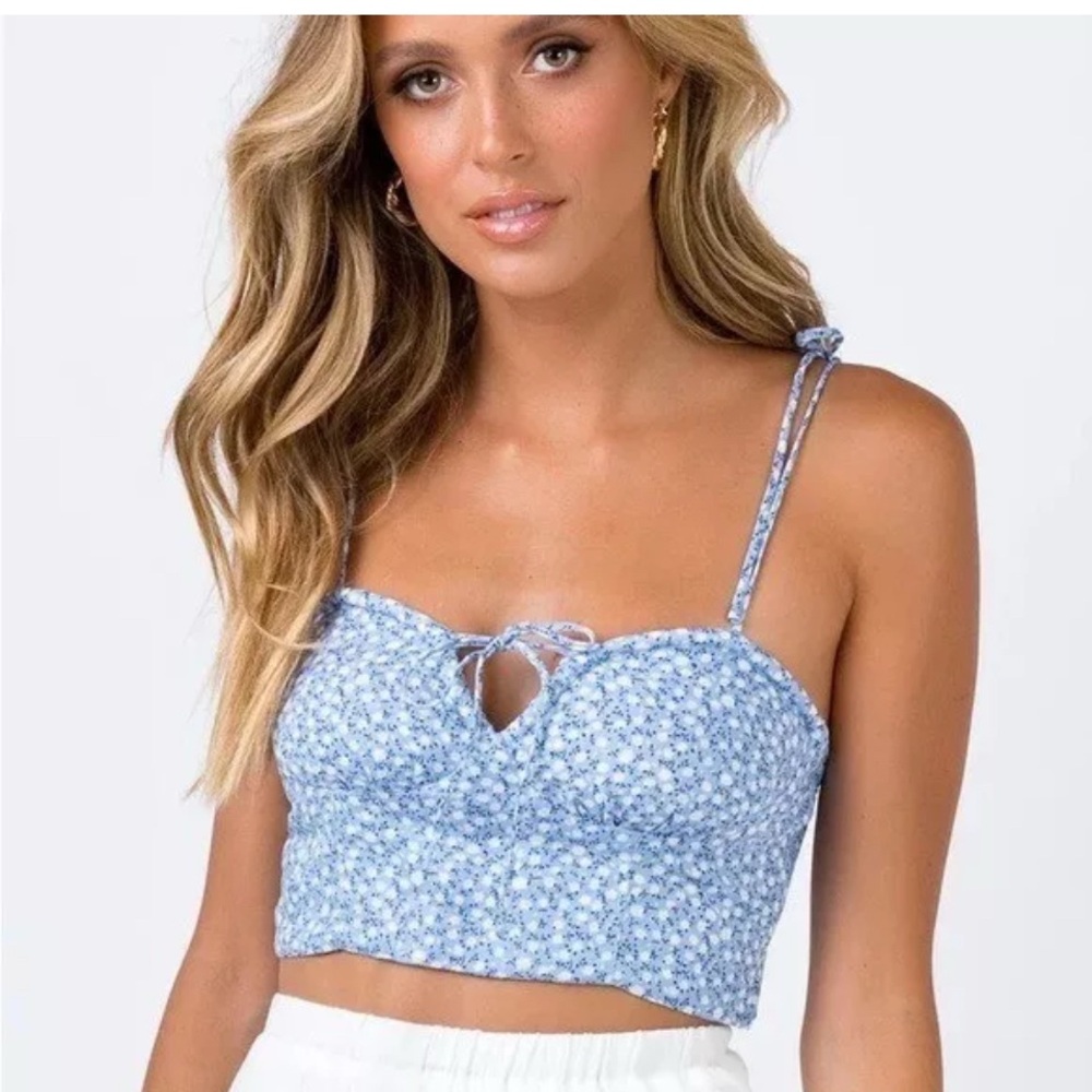 Princess Polly Blue Tie Front Crop Top